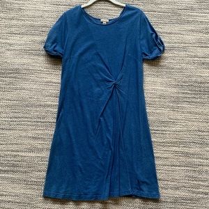 Blue T-Shirt Dress with Front Knot